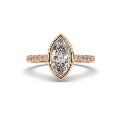 Marquise Bezel Lab-Grown Diamond Engagement Ring - Pear Jewels