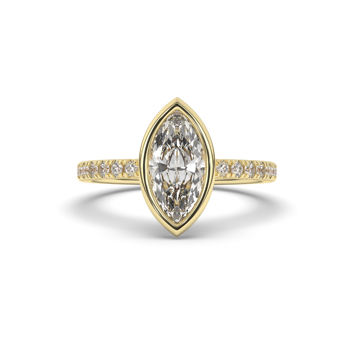 Marquise Bezel Lab-Grown Diamond Engagement Ring - Pear Jewels