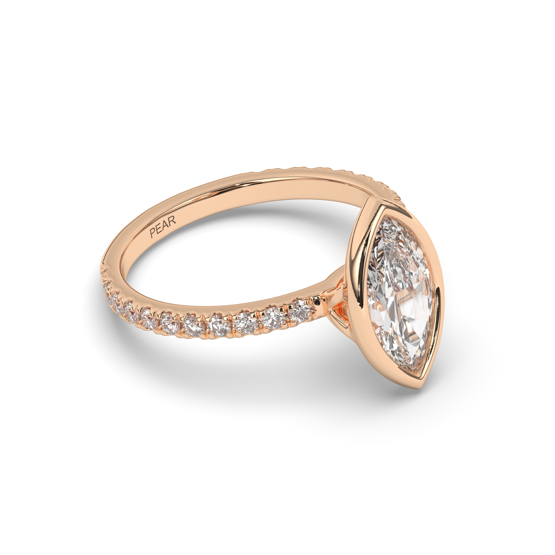 Marquise Bezel Lab-Grown Diamond Engagement Ring - Pear Jewels