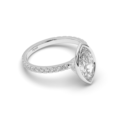 Marquise Bezel Lab-Grown Diamond Engagement Ring - Pear Jewels