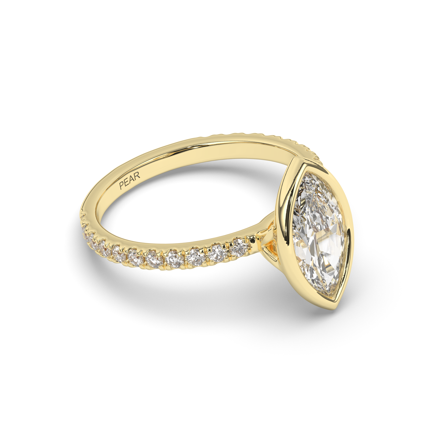 Marquise Bezel Lab-Grown Diamond Engagement Ring - Pear Jewels