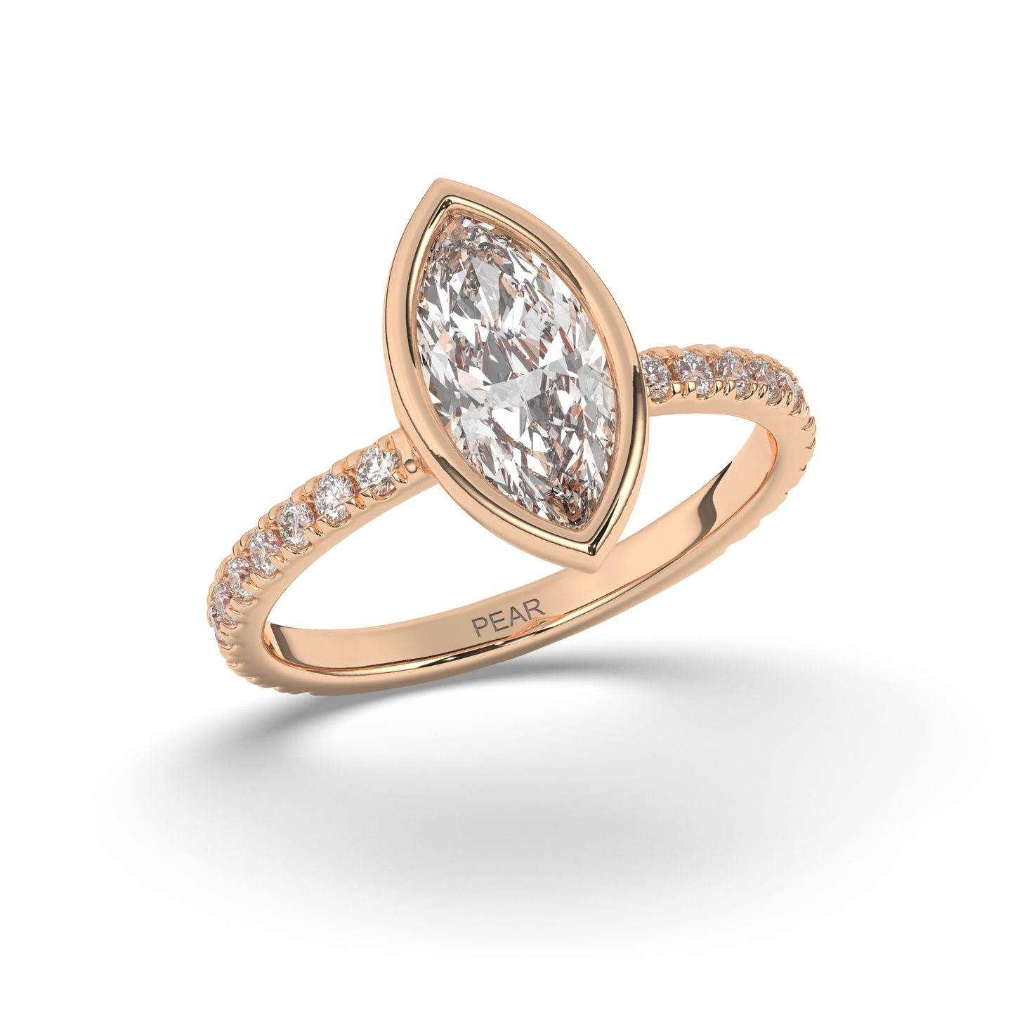 Marquise Bezel Lab-Grown Diamond Engagement Ring - Pear Jewels