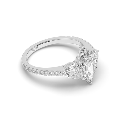 Marquise & Trillion Lab-Grown Diamond Three-Stone Ring with Pear Accents - Pear Jewels