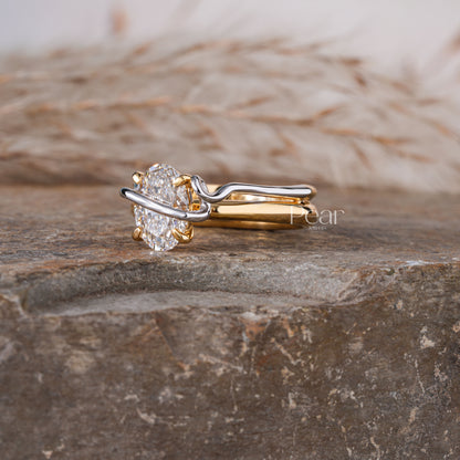 Oval Lock Solitaire Lab grown Diamond Ring - Pear Jewels