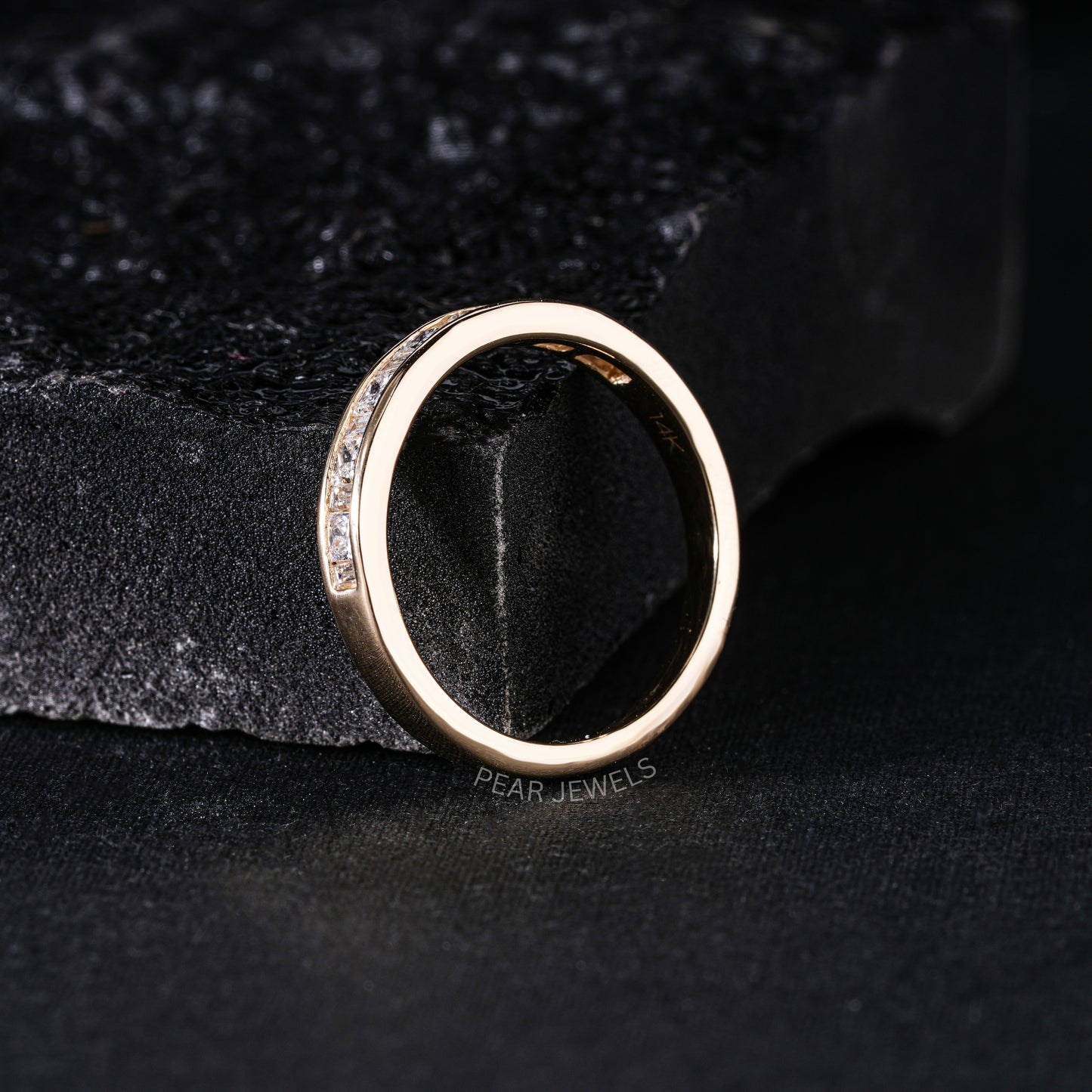 Princess & Baguette Labgown Diamond Engagement Band - Pear Jewels