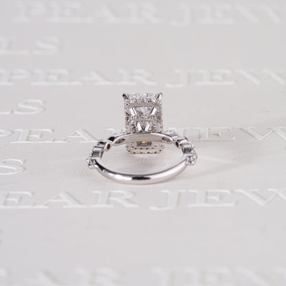 3.70CT Radiant Double Halo with Marquise & Round Lab-Grown Diamond Engagement Ring