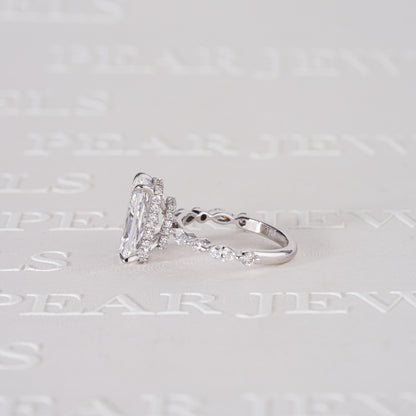 3.70CT Radiant Double Halo with Marquise & Round Lab-Grown Diamond Engagement Ring