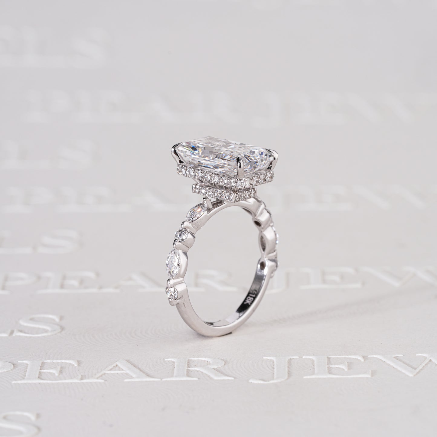 3.70CT Radiant Double Halo with Marquise & Round Lab-Grown Diamond Engagement Ring