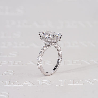 3.70CT Radiant Double Halo with Marquise & Round Lab-Grown Diamond Engagement Ring