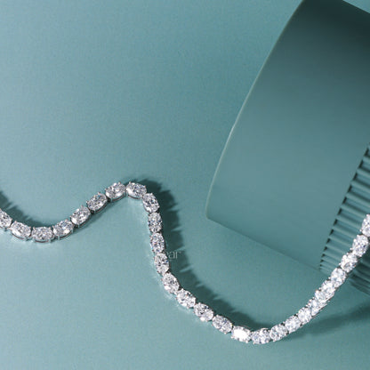 26.00CT Oval Lab-Grown Diamond Tennis Necklace – 16 Inch
