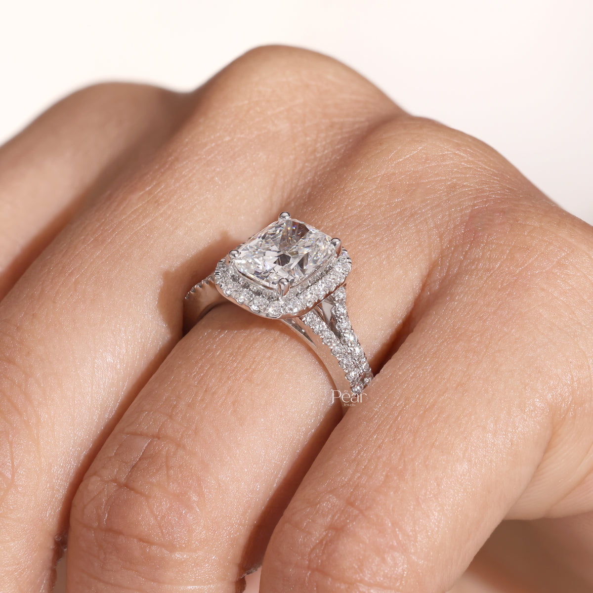 2.00CT Radiant Cut Halo Lab-Grown Diamond Engagement Ring