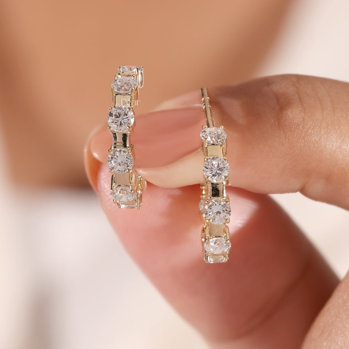 Round Lab-Grown Diamond Hoop Earrings