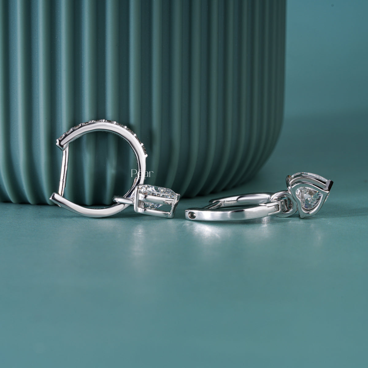 2.00TCW Heart Cut Lab-Grown Diamond Drop Hoop Earrings