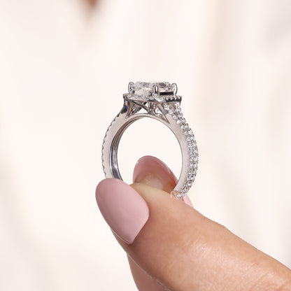 2.00CT Radiant Cut Halo Lab-Grown Diamond Engagement Ring