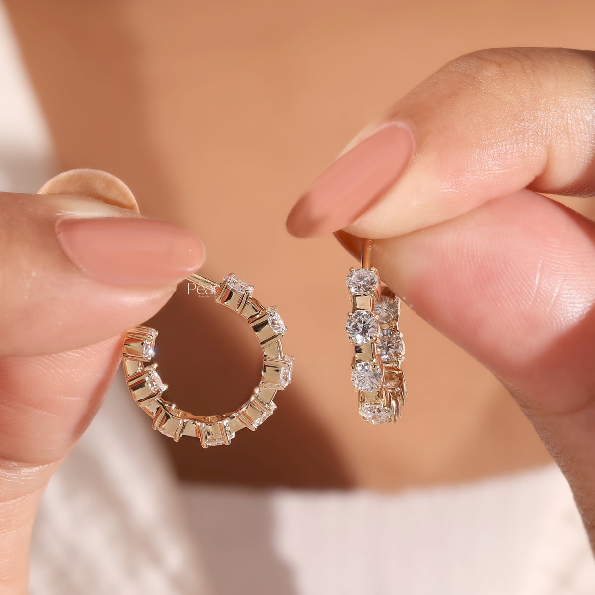Round Lab-Grown Diamond Hoop Earrings