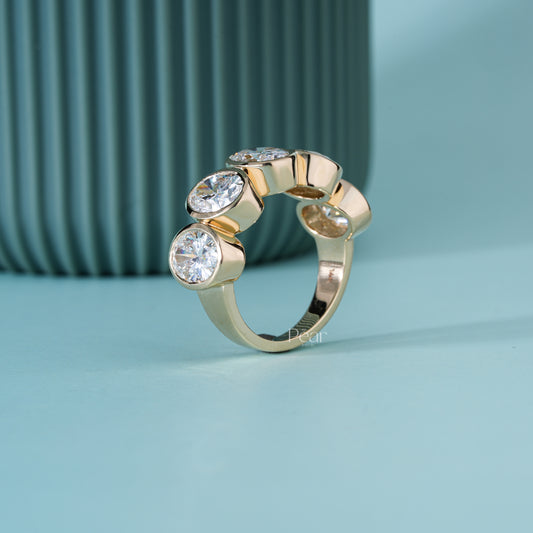 5.00CTW Five-Stone Oval Lab-Grown Diamond Bezel Band