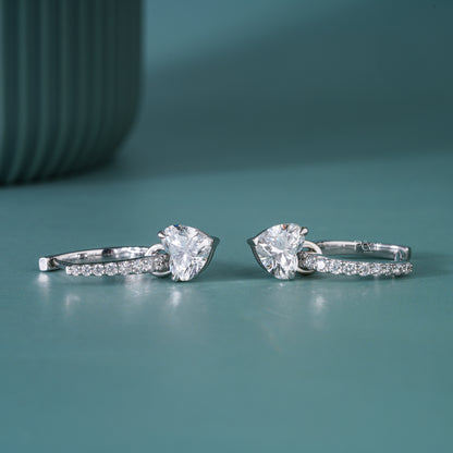 2.00TCW Heart Cut Lab-Grown Diamond Drop Hoop Earrings