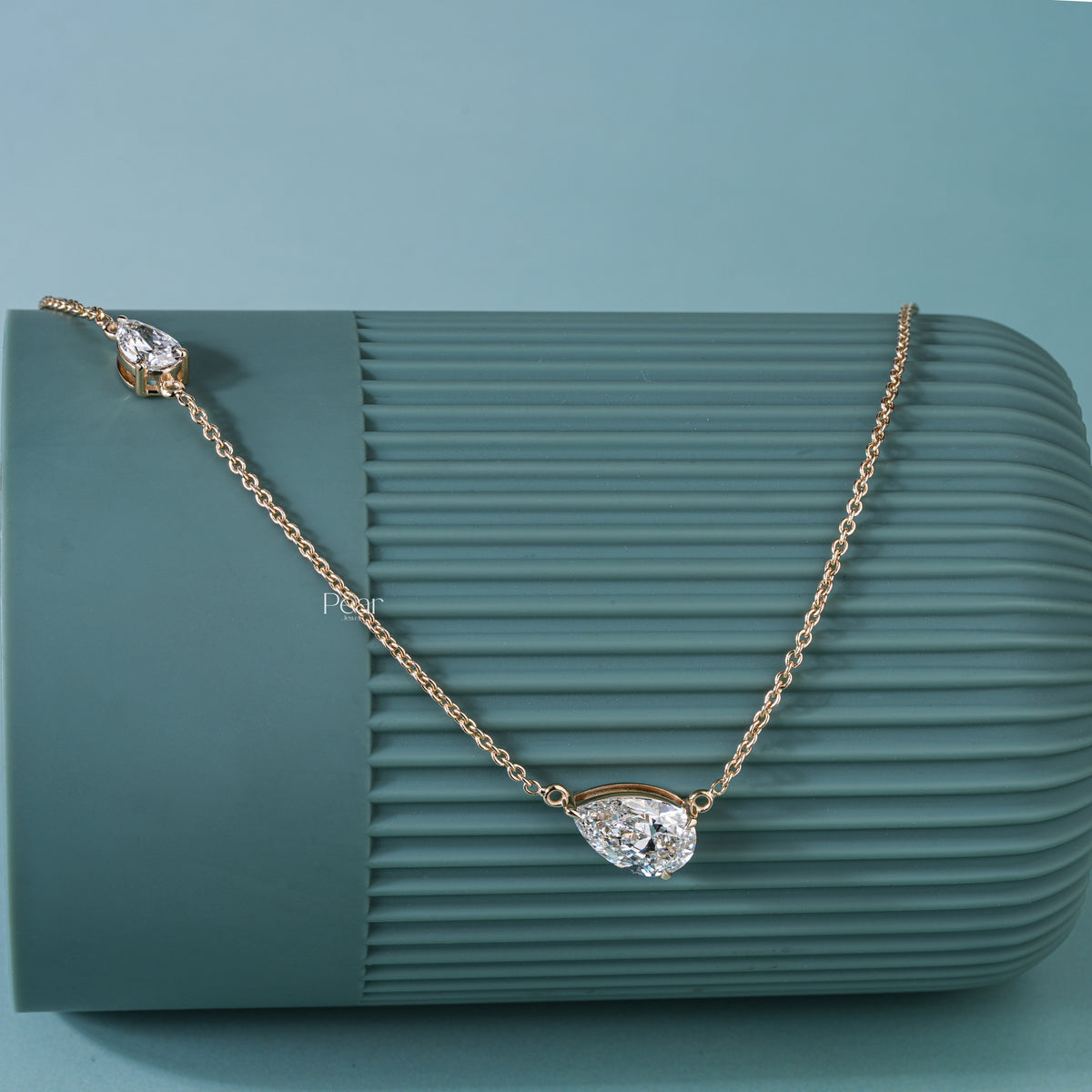 4.00TCW Pear Cut IGI Certified Lab-Grown Diamond Two-Stone Necklace
