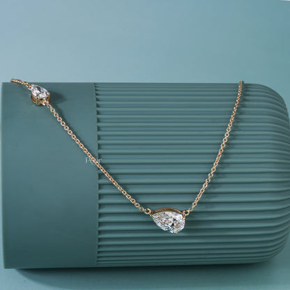 4.00TCW Pear Cut IGI Certified Lab-Grown Diamond Two-Stone Necklace