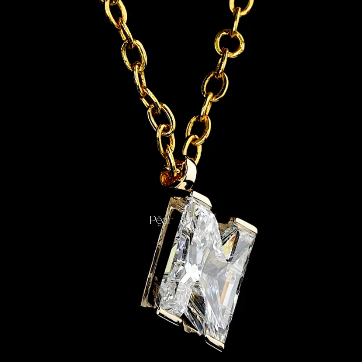 “N” Initial 7mm Lab-Grown Diamond Letter Pendant Necklace