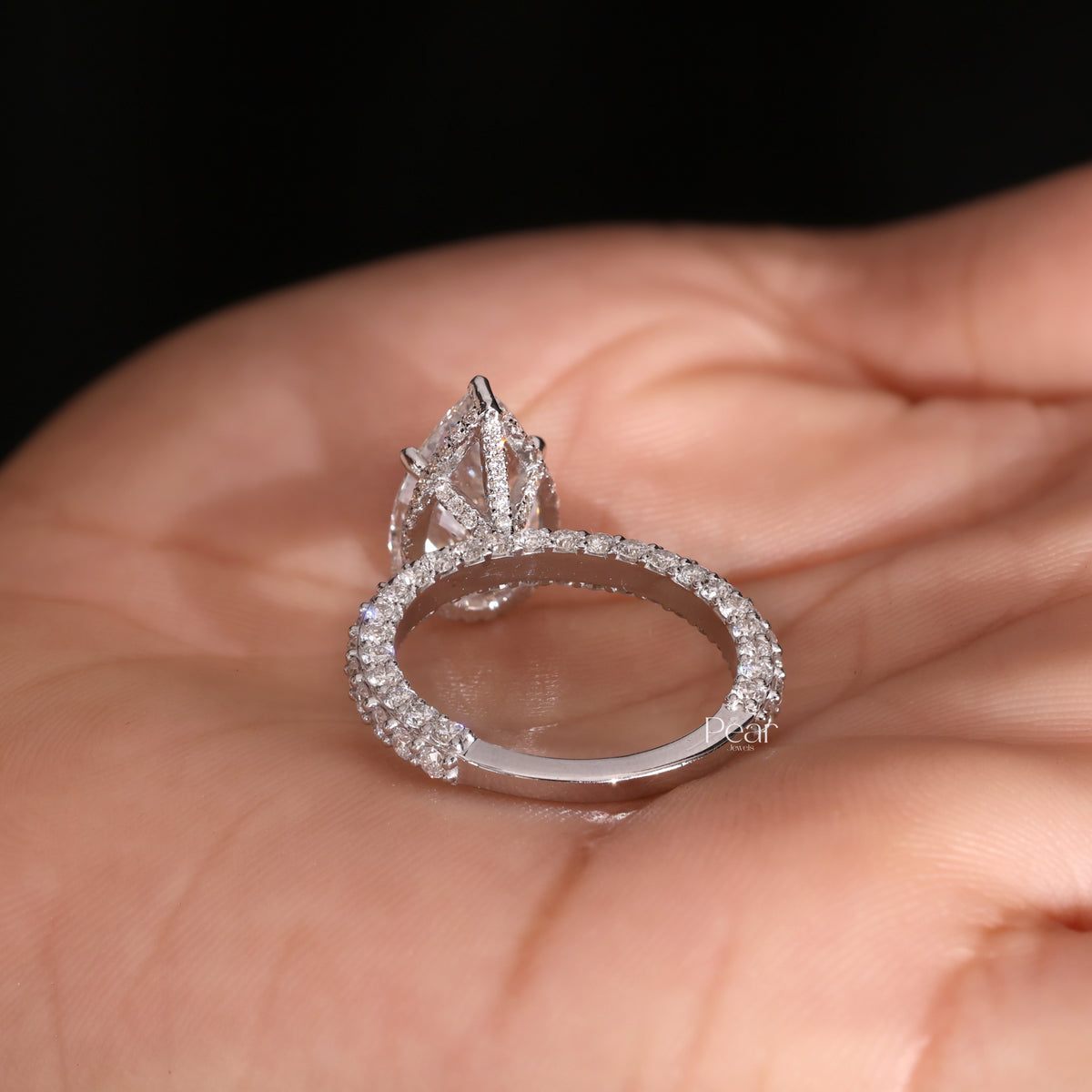 4.00CT Pear Cut Lab-Grown Diamond Engagement Ring with Side Diamonds