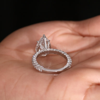 4.00CT Pear Cut Lab-Grown Diamond Engagement Ring with Side Diamonds