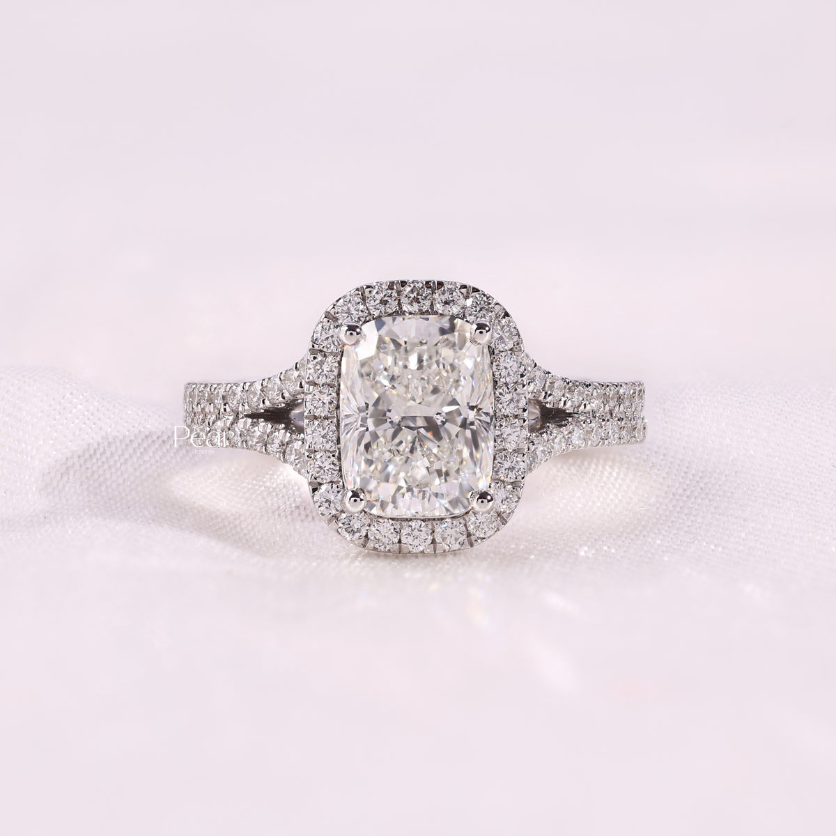 2.00CT Radiant Cut Halo Lab-Grown Diamond Engagement Ring