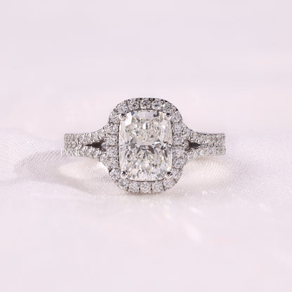 2.00CT Radiant Cut Halo Lab-Grown Diamond Engagement Ring