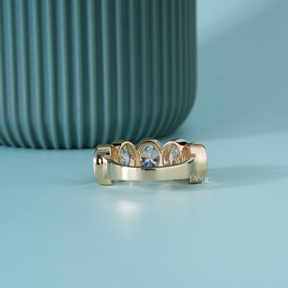 5.00CTW Five-Stone Oval Lab-Grown Diamond Bezel Band