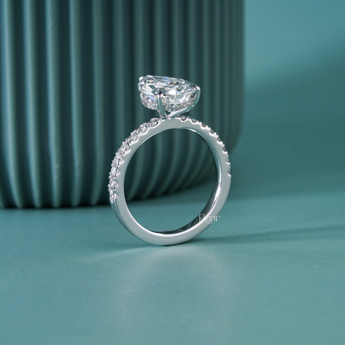 3.00CT Pear Hidden Halo IGI Certified Lab-Grown Diamond Engagement Ring