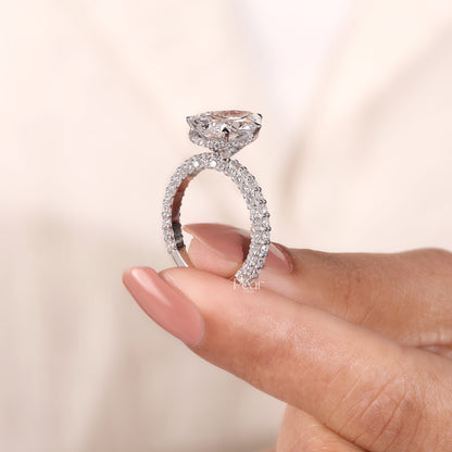 4.00CT Pear Cut Lab-Grown Diamond Engagement Ring with Side Diamonds