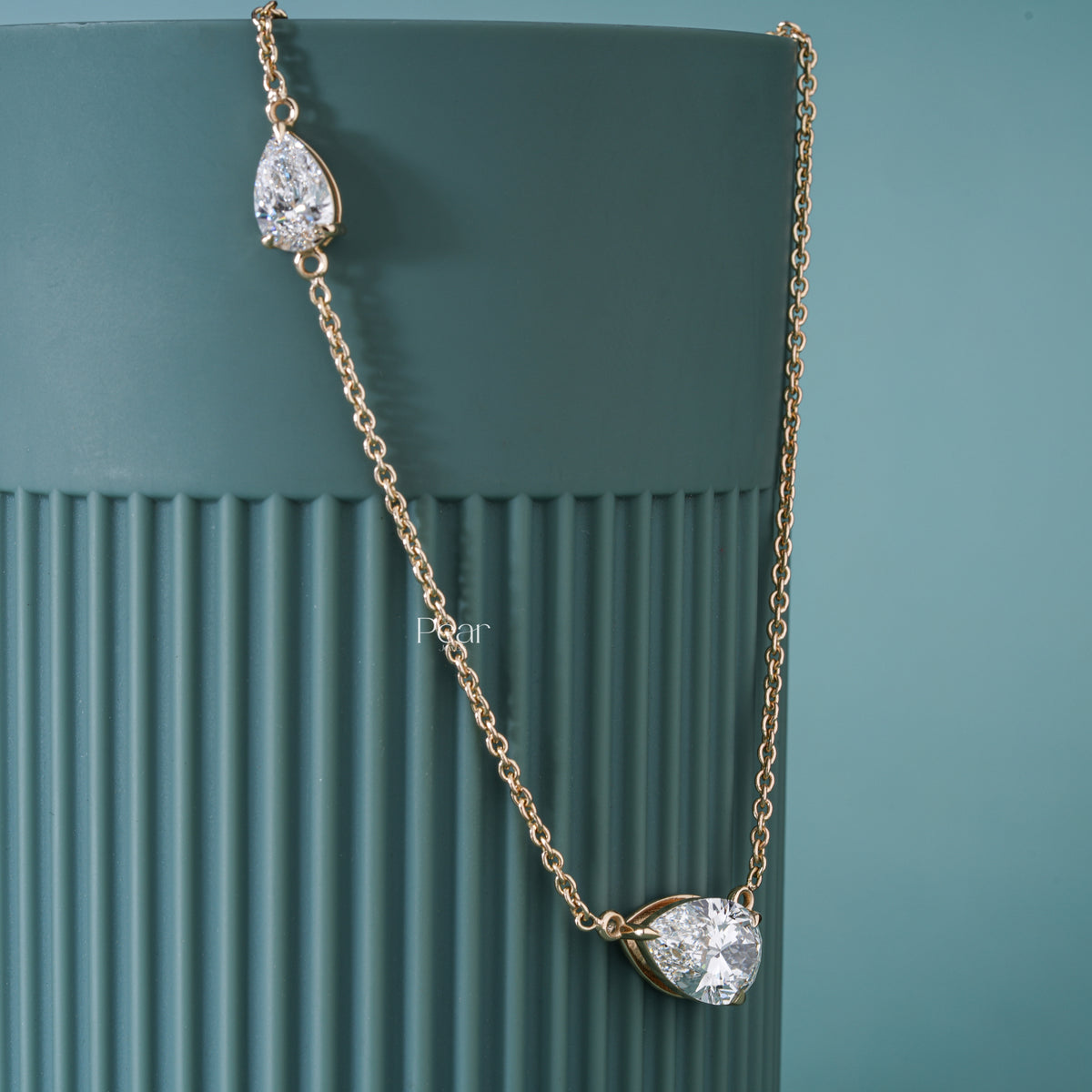 4.00TCW Pear Cut IGI Certified Lab-Grown Diamond Two-Stone Necklace
