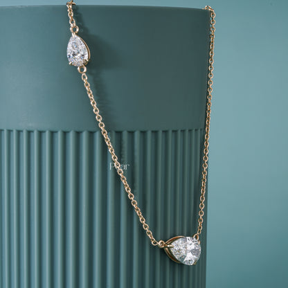 4.00TCW Pear Cut IGI Certified Lab-Grown Diamond Two-Stone Necklace