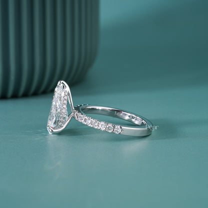 3.00CT Pear Hidden Halo IGI Certified Lab-Grown Diamond Engagement Ring