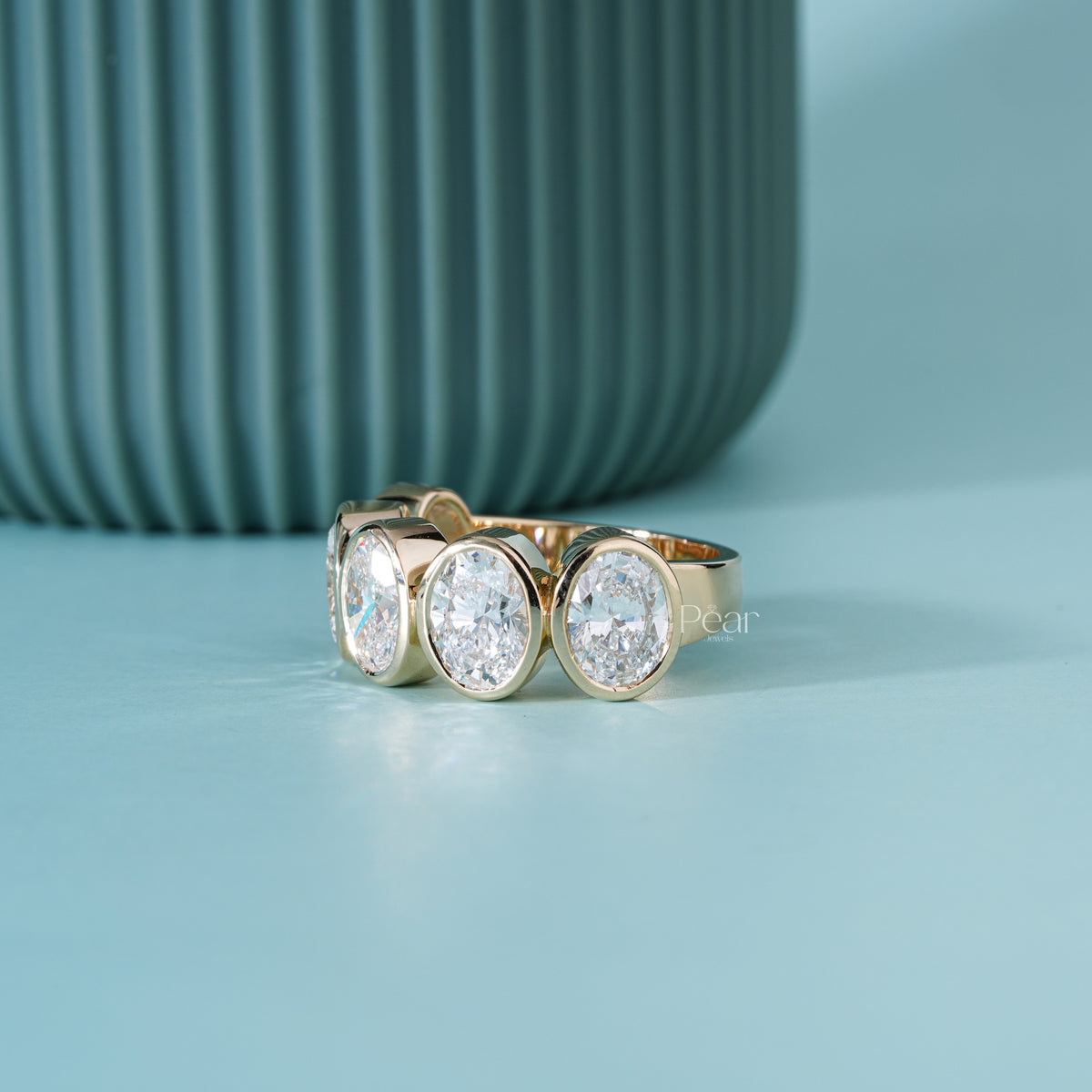 5.00CTW Five-Stone Oval Lab-Grown Diamond Bezel Band