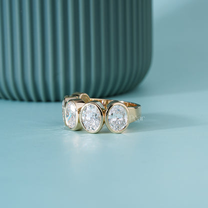 5.00CTW Five-Stone Oval Lab-Grown Diamond Bezel Band