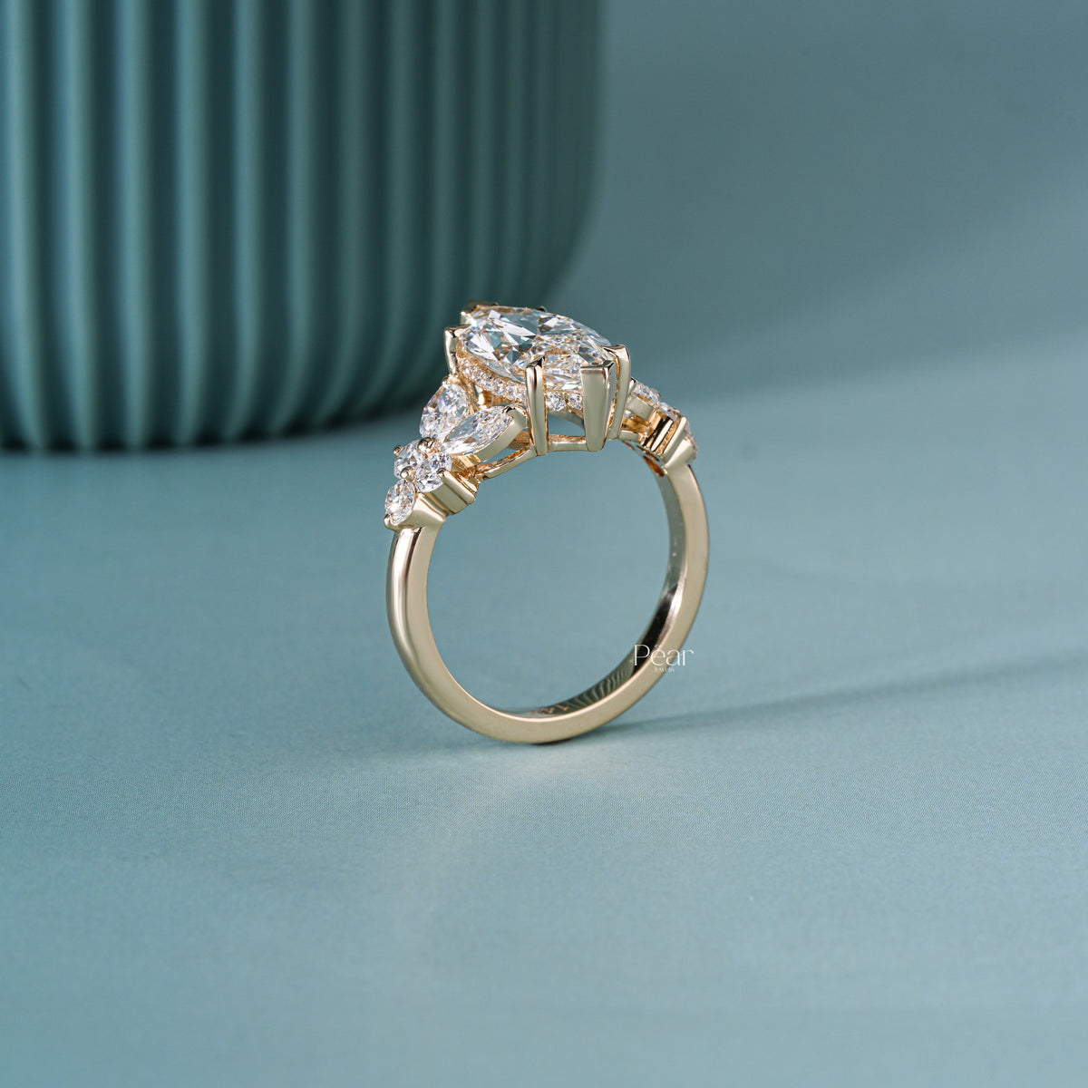 2.50CT Marquise Lab-Grown Diamond Engagement Ring with Side Diamonds