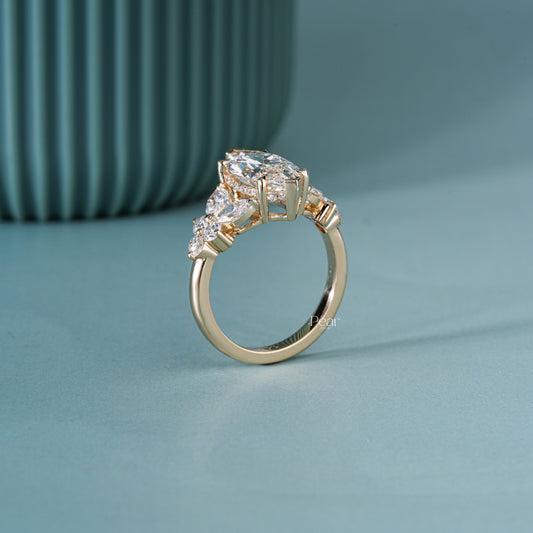 2.50CT Marquise Lab-Grown Diamond Engagement Ring with Side Diamonds