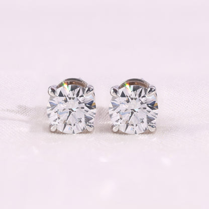 2.00TCW Round Brilliant Lab-Grown Diamond Stud Earrings – 14K White Gold, E Colour, VVS2 Clarity, IGI Certified