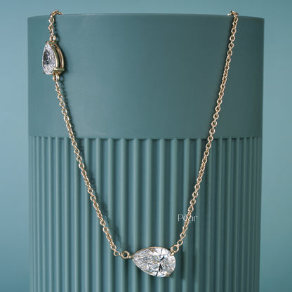 4.00TCW Pear Cut IGI Certified Lab-Grown Diamond Two-Stone Necklace