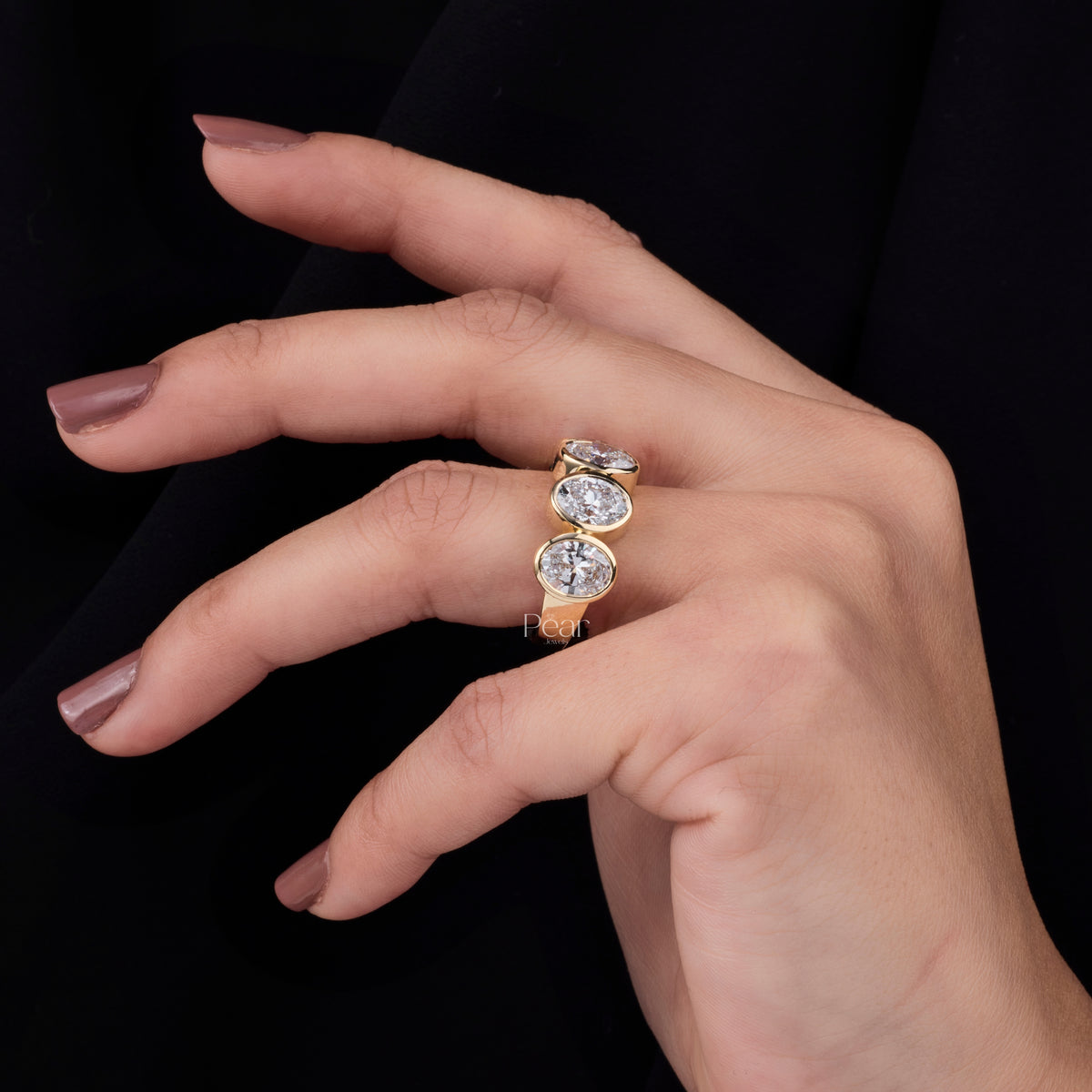 5.00CTW Five-Stone Oval Lab-Grown Diamond Bezel Band