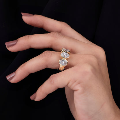 5.00CTW Five-Stone Oval Lab-Grown Diamond Bezel Band