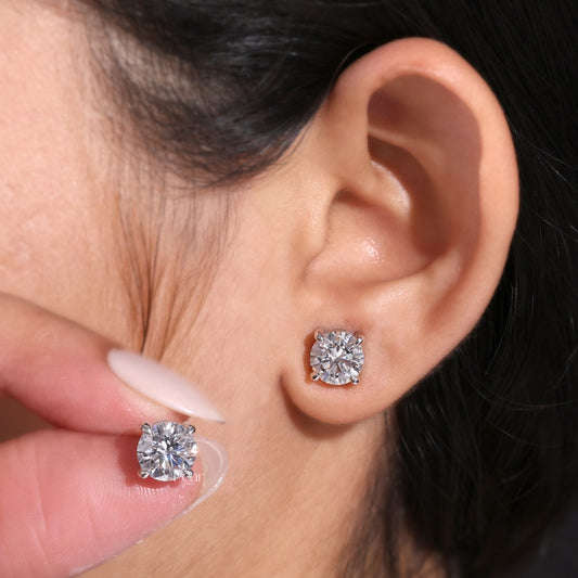 2.00TCW Round Brilliant Lab-Grown Diamond Stud Earrings – 14K White Gold, E Colour, VVS2 Clarity, IGI Certified