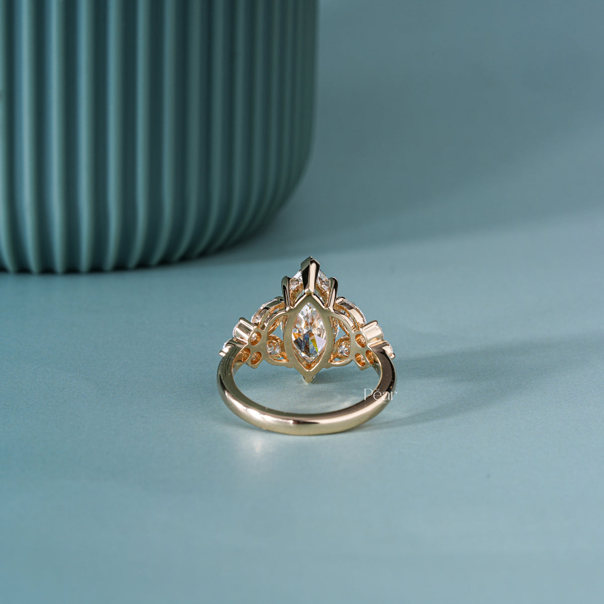 2.50CT Marquise Lab-Grown Diamond Engagement Ring with Side Diamonds