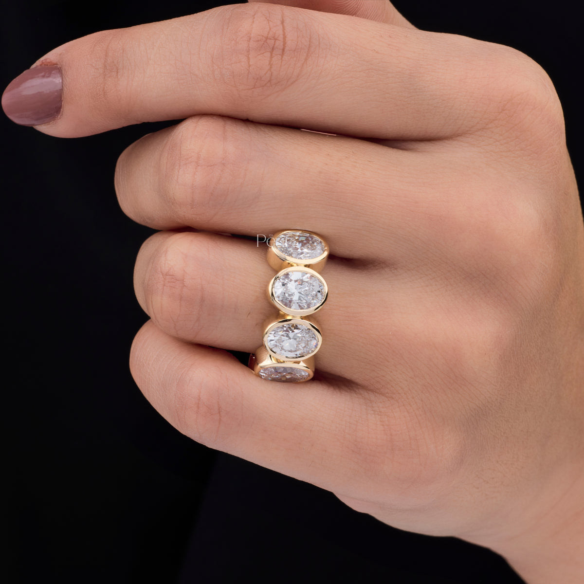 5.00CTW Five-Stone Oval Lab-Grown Diamond Bezel Band