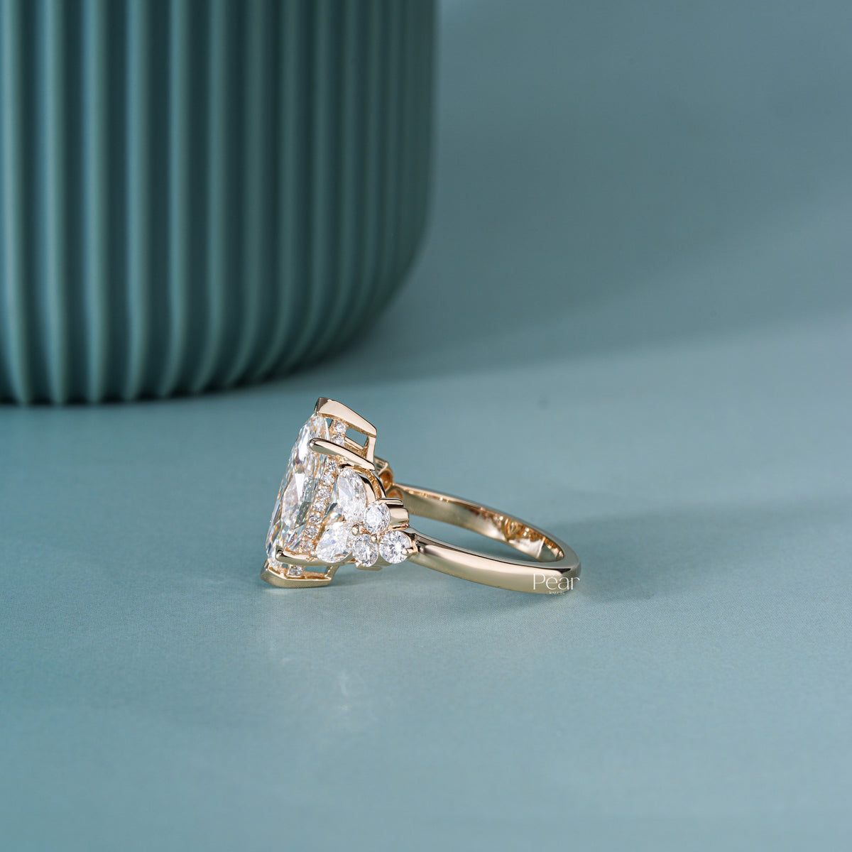 2.50CT Marquise Lab-Grown Diamond Engagement Ring with Side Diamonds