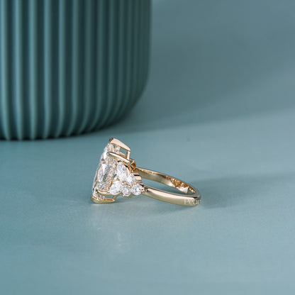 2.50CT Marquise Lab-Grown Diamond Engagement Ring with Side Diamonds