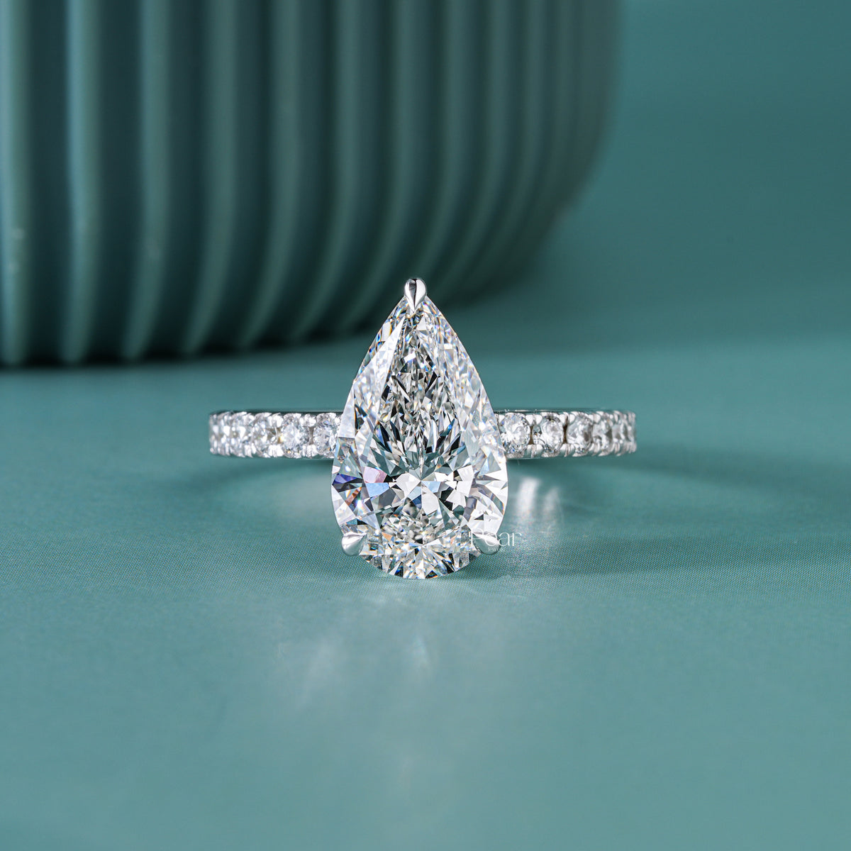 3.00CT Pear Hidden Halo IGI Certified Lab-Grown Diamond Engagement Ring