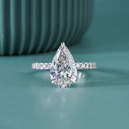 3.00CT Pear Hidden Halo IGI Certified Lab-Grown Diamond Engagement Ring