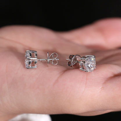 2.00TCW Round Brilliant Lab-Grown Diamond Stud Earrings – 14K White Gold, E Colour, VVS2 Clarity, IGI Certified